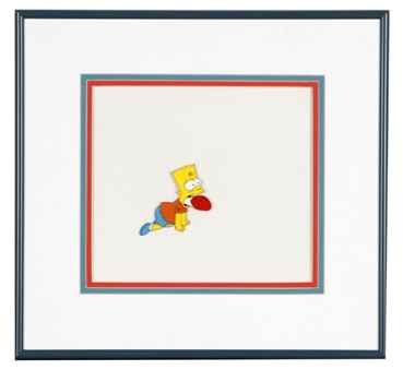 Bart Simpson Framed and Matted Hand-Painted Original Production Cell